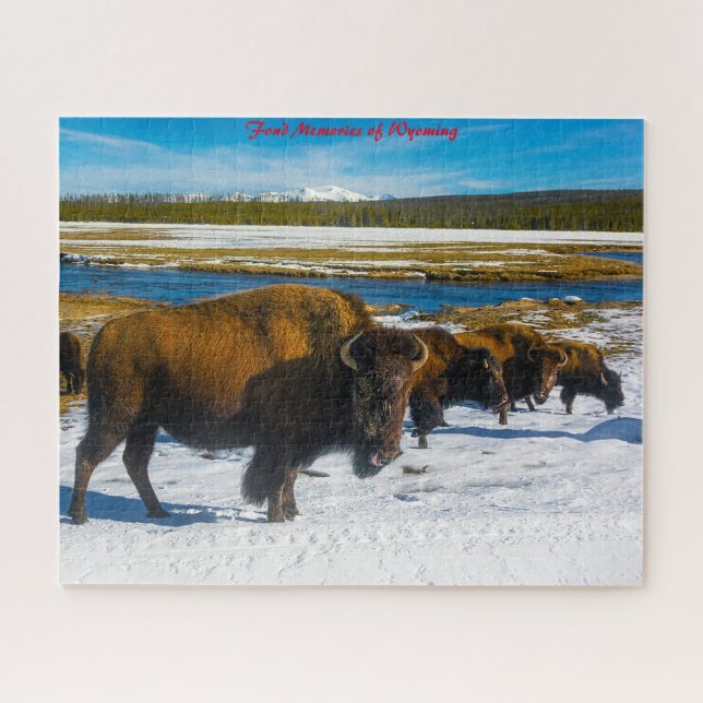 Bison Yellowstone Wyoming. Christmas Greetings Jig Jigsaw Puzzle (Horizontal)
