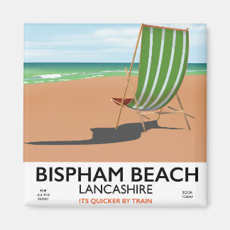 Bispham Beach Lancashire seaside poster Magnet