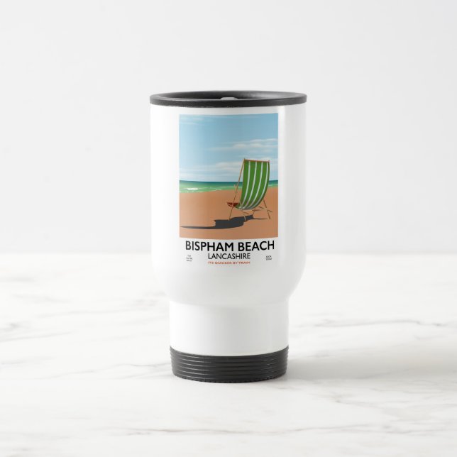 Bispham Beach Lancashire seaside poster Travel Mug (Center)