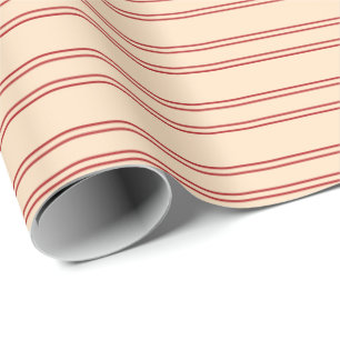 Bisque and Red Colored Pattern of Stripes Wrapping Paper