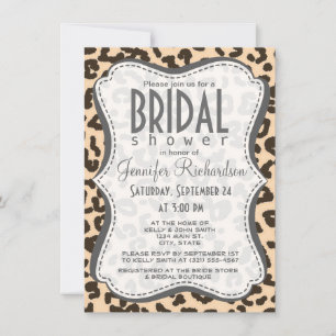 Bisque Colour Leopard Animal Print Invitation