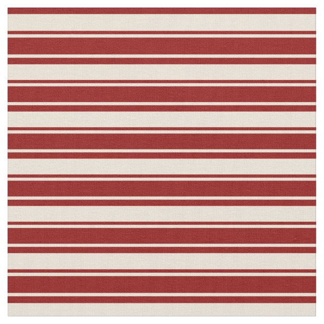 Bisque & Dark Red Stripes Pattern Fabric (Close Up)