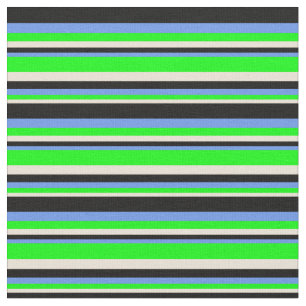Bisque, Lime, Cornflower Blue, and Black Pattern Fabric