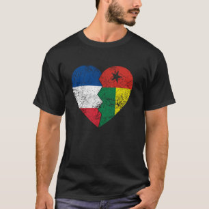 Bissau French Flags Heart France Guinea-Bissau Ro T-Shirt