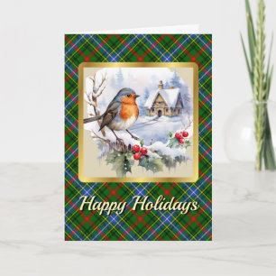 Bisset Crest & Tartan w/Robin Personalised  Card