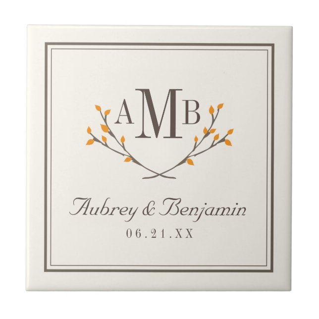 Bissful Branches Monogram Tile (Front)