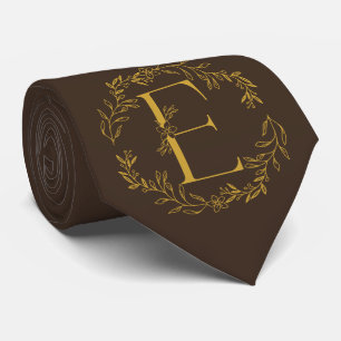 Bistre Colour Monogrammed Groomsmen Tie
