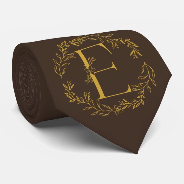 Bistre Colour Monogrammed Groomsmen Tie (Rolled)
