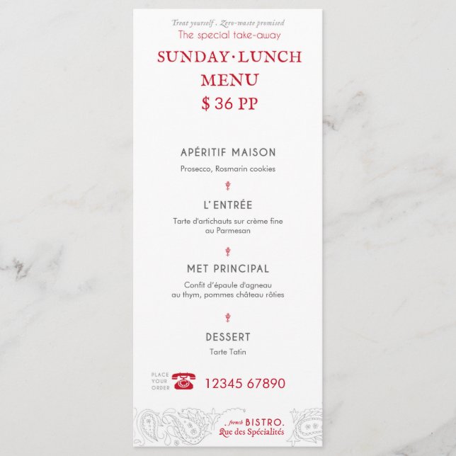 Bistro Menu Card (Front)