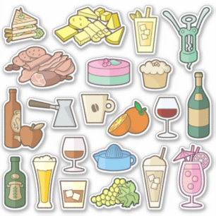 Bistro Menu Icons Stickers Collection