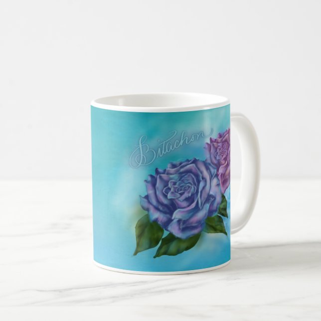 Bitachon Blue Roses Mug (Front Right)