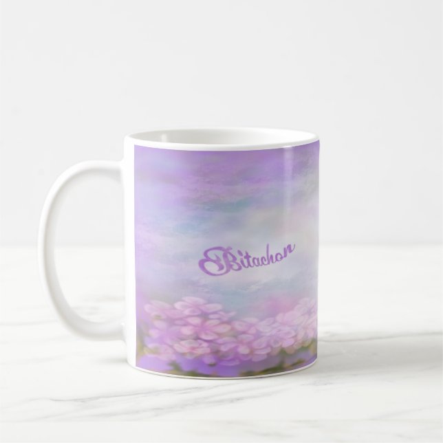 Bitachon Purple Flowers Mug (Left)