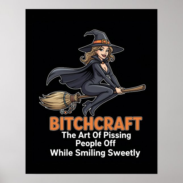 "BITCHCRAFT" | Funny Witch Word Definition Poster (Front)