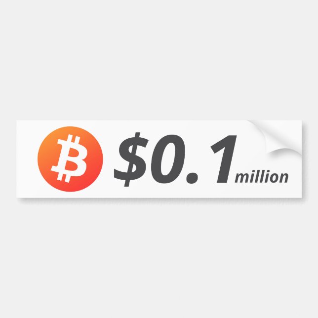 Bitcoin $0.1M ($100K) One Million Bumper Sticker (Front)