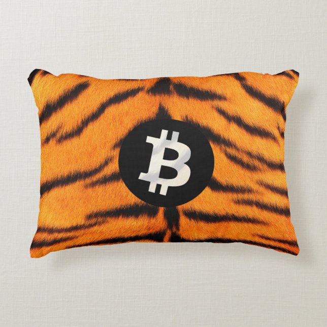 Bitcoin Animal (Tiger, Style 1) Decorative Cushion (Front)