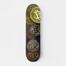 Bitcoin Art Design on Skateboard