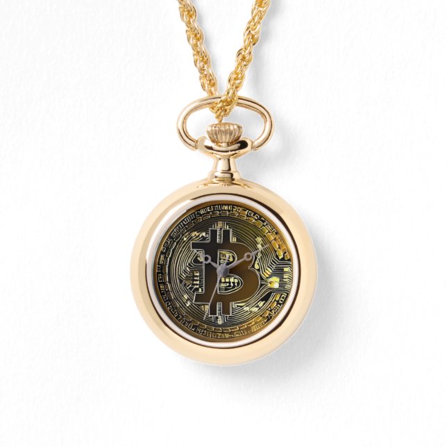 Bitcoin Art Gold Womans Watch (Front)