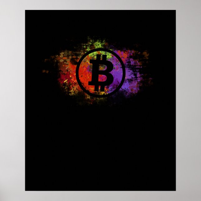 Bitcoin Art Watercolor Crypto Currency Traders Poster (Front)