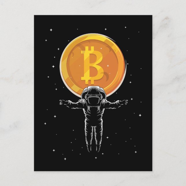 Bitcoin Astronaut to the moon - Bitcoin Crypto Postcard (Front)