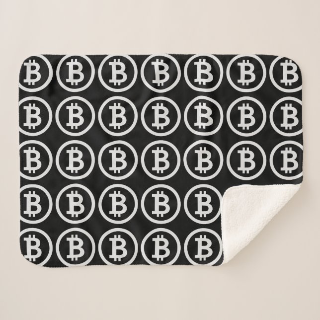 Bitcoin B Dollar Sign Crypto Sherpa Blanket (Front (Horizontal))
