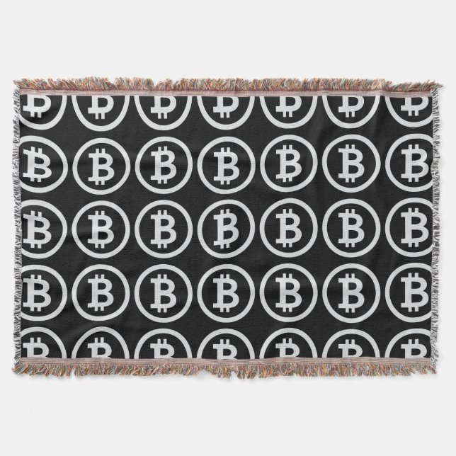Bitcoin B Dollar Sign Crypto Throw Blanket (Front)