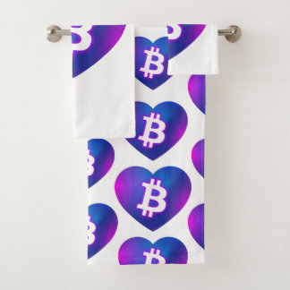 Bitcoin B in Heart Bath Towel Set