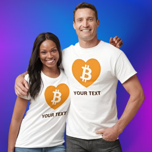 Bitcoin B in Orange Heart T-Shirt