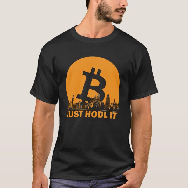 Bitcoin Barcelona Skyline  Barcelona Bitcoin Maxim T-Shirt (Front)