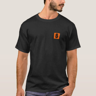 Bitcoin Black Logo Orange Large Middle Zip  T-Shirt