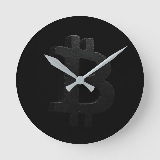 Bitcoin Black Rock ₿ Round Clock (Front)