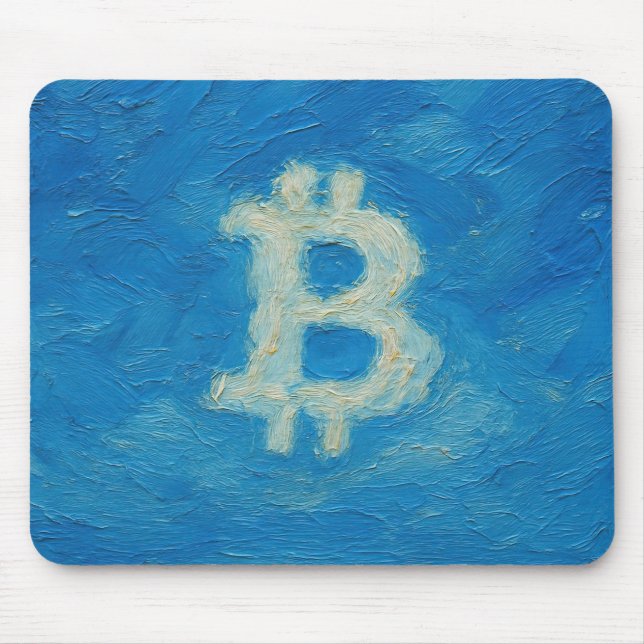 Bitcoin Blue Sky (Oil, Style: 2) Mouse Mat (Front)