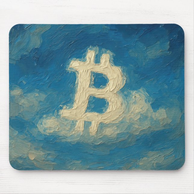 Bitcoin Blue Sky (Oil, Style: 3) Mouse Mat (Front)