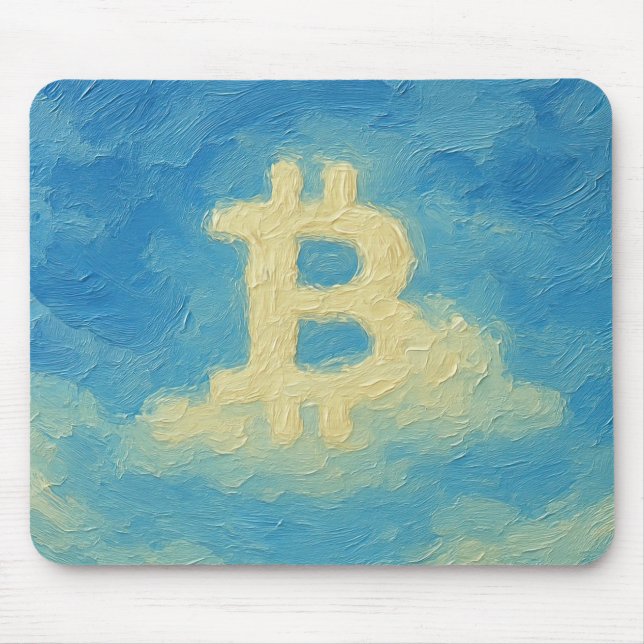 Bitcoin Blue Sky (Oil, Style: 4) Mouse Mat (Front)
