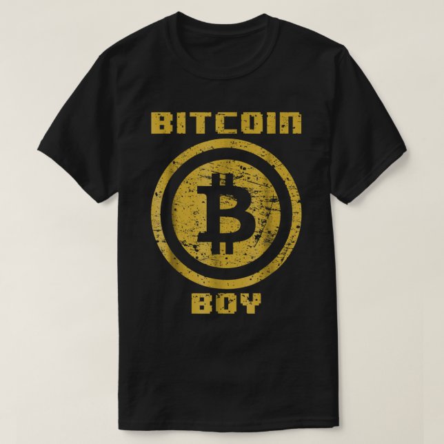 Bitcoin Boy Crypto Grunge Design T-Shirt (Design Front)