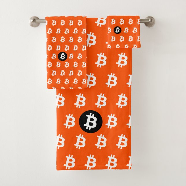 Bitcoin Bright Orange Bath Towel Set (Insitu)