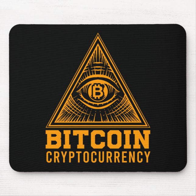 Bitcoin BTC All Seeing Eye Crypto Illuminati Gift Mouse Mat (Front)