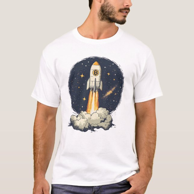 Bitcoin BTC Coin To The Moon Crypto T-Shirt (Front)