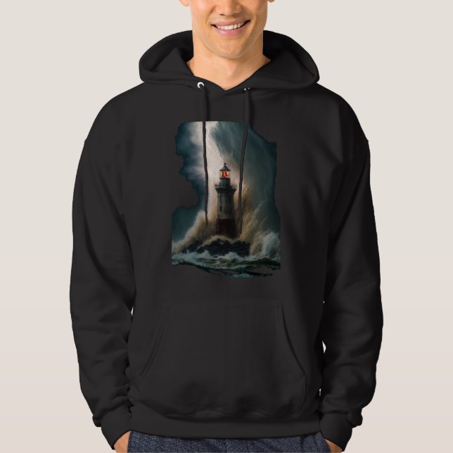 Bitcoin BTC Lighthouse Nautical Hard Money Ocean L Hoodie (Front)