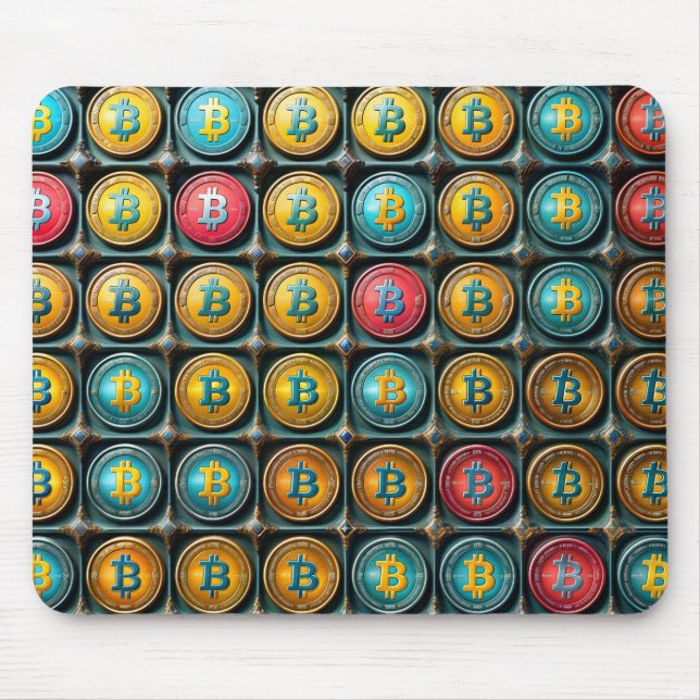 Bitcoin Colouring Currency set within compartment Mouse Mat (Front)
