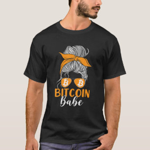 Bitcoin Crypto Girl Glasses Bun Bitcoin Babe T-Shirt