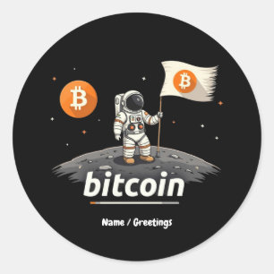 Bitcoin Crypto Moon Astronaut Design BTC Classic Round Sticker
