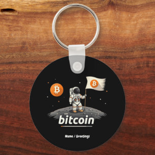 Bitcoin Crypto Moon Astronaut Design BTC Key Ring