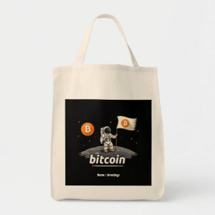 Bitcoin Crypto Moon Astronaut Design BTC Tote Bag