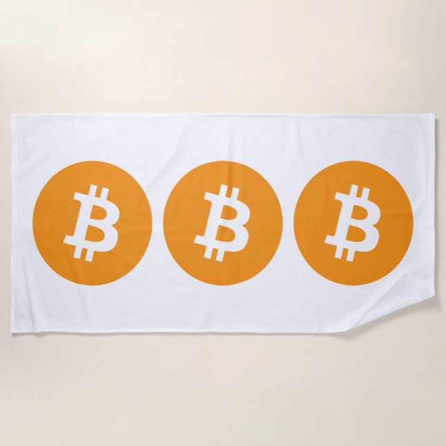 Bitcoin Cryptocurrency Logo Beach Towel (Front)
