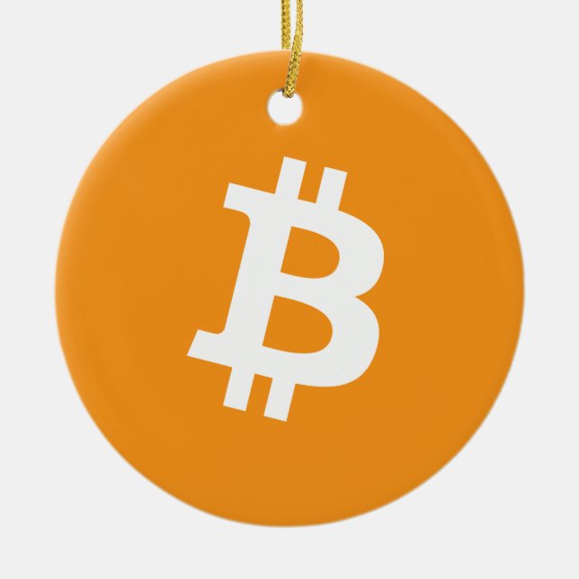 Bitcoin Cryptocurrency Logo Ceramic Tree Decoration (Front)