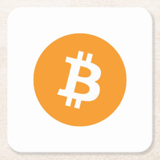 Bitcoin Cryptocurrency Logo Square Paper Coaster