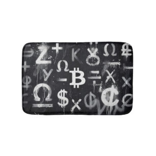 Bitcoin Currency Street Art (Black Painting No. 3) Bath Mat