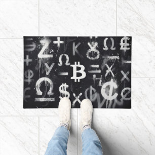 Bitcoin Currency Street Art (Black Painting No. 3) Doormat