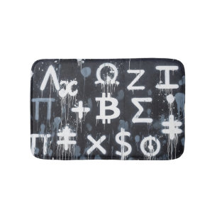 Bitcoin Currency Street Art (Black Painting No. 5) Bath Mat