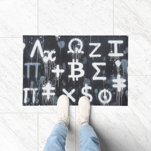 Bitcoin Currency Street Art (Black Painting No. 5) Doormat